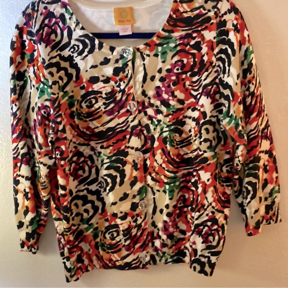 Ruby Rd. Multicolor Abstract Cardigan size Large … - image 2